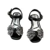 Sandalias para Niña Punta Abierta Zapatos de Princesa 2026 Nueva Moda de Verano con Pedrería Velcro Sandalias Sencillas para Niñas Pequeñas