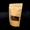 Bolsa con cierre de papel Kraft auto-soportable auto-sellante ventana translúcida snacks fruta deshidratada té aceite para alimentos bolsa de embalaje a prueba de sellado bolsa sellada