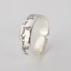 Anel Mantra da Riqueza Prata Tailandesa Amarela Mil Folhas Anel Vintage Mantra do Coração do Deus da Riqueza Amarelo Anel Aberto Ajustável para Homens e Mulheres