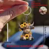 Llavero de Vacas de las Tierras Altas y Girasoles Transfronterizo Colgante de Mochila de Acrílico 2D Adorno Regalo Lindo para Hongyao