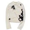 Primavera 2026 Nueva Moda Urbana Unisex Camiseta de Manga Larga Holgada Cuello Redondo Estampado de Patrón Top Estilo Casual