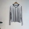 Camiseta de manga larga a rayas con cuello redondo y bloques de color estilo coreano Beishan Tongshu para mujer, top base casual holgado de otoño 720