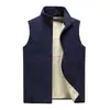 Nuevo Chaleco de Hombre para Primavera y Otoño con Terciopelo Grueso Cálido Cuello Alto Talla Grande Chaleco de Forro Polar Top para Hombre