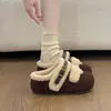 Pantuflas de algodón para otoño e invierno, modelo nuevo, de punta cerrada, estilo Birkenstock, suela gruesa, forradas de felpa, 2026 medias pantuflas para mujer, aptas para usar en exteriores, peludas