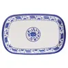 Prato de melamina Kaibaiya azul e branco Porcelana Retangular oval Prato de lanche prato raso comercial