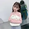 Camiseta Básica Gruesa de Doble Cara de Lana con Cuello Medio Alto de Manga Larga para Bebé Estilo Occidental Top Cálido Interior para Niños Medianos y Grandes