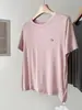 2026 Tencel Lyocell Lã Caimento Macio Gola Redonda Manga Curta Camiseta Feminina Verão Novo Amigo da Pele Afinando Top