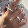 Anillo Minimalista Plano Cepillado para Mujer, Moderno Apilable, Estilo Genial, Anillo Abierto para el Día a Día, Anillo Único de Hip-Hop para el Dedo Índice