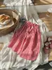 Conjunto de Camiseta Casual de Manga Corta con Dibujos Animados Dulces y Pantalones de Cuadros Delgados para Niñas, Estilo Nuevo de Verano