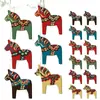 Decoraciones Colgantes de Caballos de Madera Coloridos de Navidad de 24 Piezas Transfronterizas Adecuadas para Decoraciones de Fiestas de Navidad y Año Nuevo
