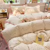 Conjunto de cuatro piezas de punto aeróbico de doble capa de gasa 100% algodón de grado A para maternidad e infantil con estampados calmantes y borde de concha de algodón puro conjunto de tres piezas