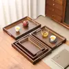 Bandeja Juego de Té Japonés Comercial Hotel Restaurante Exhibición Bambú Madera Plato Retro Oscuro Taza de Agua Rectangular Hogar