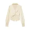 Venta al por mayor de Ropa para Mujer Transfronteriza 2025 Nueva Moda Europea y Americana Sexy con Escote Halter Ceñida a la Cintura Patchwork Camisa de Manga Larga