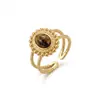 Anillo abierto de acero de titanio europeo y americano transfronterizo, oro de 18k, no se decolora, estilo vintage clásico, joyería de acero inoxidable incrustada con piedra de ojo de tigre