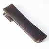 Estojo de lápis masculino simples grande capacidade feito à mão retrô Bolsa de lápis de couro Crazy Horse couro bovino de primeira camada Caixa de papelaria de couro para estudante