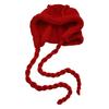 Gorro de lana con cordones para mujer, bonito y dulce gorro de Caperucita Roja, tejido para otoño e invierno, con protección para las orejas, estilo coreano, cálido y combinable con todo.