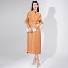 Abrigo cortavientos de diseño de comercio exterior para mujer, elegante, popular, holgado, con cordones, plisado, de alta calidad, largo, para primavera y otoño