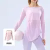 Conjunto Yoga Duas Peças Novo Estilo Outono para Mulheres Cover-Up com Bainha Torcida em Fio de Bambu Calças Longas de Cintura Alta Controle de Barriga Conjunto Pilates