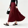 Saia Plissada Longa Elegante de Cintura Alta Slimming Outono Moda Personalizada Issey Miyake