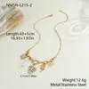 Collar Colgante de Moda Transfronterizo de Acero Inoxidable Dorado con Flor de Rosa de Goteo de Aceite y Diseño de Hoja Grande, Versátil y Único para Mujeres