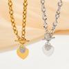 Conjunto de joyería de collar y pulsera de moda otbuckle personalizado, nuevo temperamento, amor, melocotón, acero inoxidable, cadena para clavícula, pulsera de diamantes