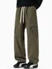 Pantalones de Trabajo de Pierna Recta Sueltos de Verano para Hombre en Algodón Puro, Multibolsillos, Cintura con Cordón, Pantalones Deportivos Casuales, Estilo Moderno