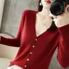 Cardigan de Punto Nuevo para Mujer Otoño Invierno Cuello en V Abrigo Delgado de Punto Suéter Manga Larga Suave y Esponjoso