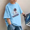 Novos Estilos de Blusas de Verão 2026 para Meninos, Camisetas de Manga Curta 100% Algodão, Camisas de Meia-Manga Frescas e Fofas de Verão para Crianças Médias e Grandes