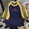 Camiseta de Manga Corta con Retazos de Color Contrastante Estilo Verano 2026, Estilo Casual Perezoso, Diseño Oversize, Top Versátil