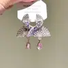 Novos Brincos Pendentes Elegantes em Forma de Leque Estilo Chinês Exquisitos Retrô High-End Versáteis Únicos para Mulheres