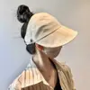 Chapéu de Sol Estilo Ruth com Acessório para Rabo de Cavalo e Máscara, Boné com Aba para Proteção Solar, Secagem Rápida, Leve