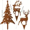 Enfeite de Natal para Jardim com Estaca Cruzada Decoração para Casa e Exterior Veado Enferrujado com Estaca Árvore de Natal de Ferro Ornamentos para Pátio