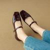 Zapatos Mary Jane de Pelo de Caballo con Piel de Oveja de Primera Capa 4cm Primavera y Otoño 2026 Zapatos de Mujer de Cuero Genuino con Correa Única Retro Talla 40