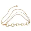 Cadena de cintura de metal estilo Ins de luna y girasol para mujer, accesorio de cintura ajustable para vestido, cinturón de cadena multicapa de alta gama