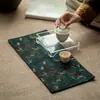 Colección de Accesorios para Ceremonia del Té Mariposa Verde de Arte Textil Hecho a Mano de las Dinastías Tang y Song, Tapete de Té Azul, Paño de Té, Bolsa para Juego de Té, Bolsa de Almacenamiento Portátil