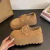 Novos Mocassins Estilo Britânico 2026 para Aumento de Altura, Solado Macio, Saia, Salto Grosso, Sapatos Pequenos de Couro, Preto, Temporada Outono/Inverno, Adequado para Pessoas Baixas