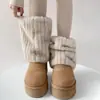 Botas de Nieve de Otoño e Invierno Cubiertas de Calcetín Peludas Estilo Y2K Millennial Chica Popular Calentadores de Pierna de Felpa Subcultura Lazo Cubiertas para Calcetines de Navidad