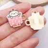 Venta Caliente Transfronteriza Aleación con Goteo de Aceite Taza de Café Gato Taza de Té con Leche Pendientes Colgantes Pulsera Accesorios de Joyería DIY Colgante