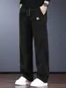 Pantalones Casuales de Peso Grueso para Hombre Otoño Invierno Sueltos Rectos de Pierna Ancha Pantalones de Terciopelo Plus Cintura Elástica Pantalones Banana de Terciopelo Boao