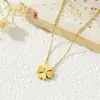 Acero de Titanio Completo Transfronterizo Más Vendido Elegante Láser Trébol de Cuatro Hojas Collar Pendientes de Moda de Gama Alta Venta Directa de Fábrica