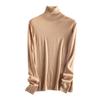 Suéter de cuello alto de felpa 100% lavable a máquina de otoño e invierno, color de temporada limitado, punto, camisa básica de lana para mujer