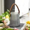 Jarrón de Vidrio Portátil de Lujo Ligero Creativo Estilo Nórdico de Gama Alta para Sala de Estar Mesa de Comedor Jarrón para Arreglo Floral Hidropónico Decoración