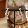 Pendientes de Perla Rosa Manta para Mujer, Pendientes con Diseño de Flor y Lazo Nicho, Accesorios para Orejas Versátiles de Lujo Ligero de Gama Alta