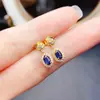 Venta al por mayor de fábrica Pendientes Populares de Zafiro Natural Plata S925 Incrustados Piedra Principal 3*5 Joyería de Lujo Venta Directa de Fábrica