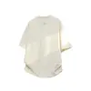 Camiseta Masculina Jacquard Lisa Gola V Manga Curta Tamanho Grande Solta Tendência Marca Verão Texturizada Cropped Manga Curta