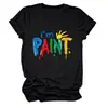 Amazon eBay sitio independiente moda casual personalizada para mujer "soy pintura" huella de mano cuello redondo manga corta camiseta transfronteriza
