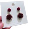Pendientes de plata 925 con forma de estrella de Internet, con lazo de terciopelo rojo, para novia, con perlas, para mujer.