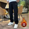 Calça Reta com Forro de Lã Nova Outono/Inverno Transfronteiriça Estilo Hong Kong Tendência Confortável Preguiçosa Quente Versátil Emagrecedora Casual Tendência