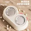 Tazón de acero inoxidable para mascotas, tazón doble para comida y agua, doble uso, protector de cuello, universal para gatos y perros, tazón de alimentación integrado, diseño anti-derrames