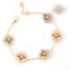 Nuevo Pulsera de Diamante Cepillado 18K Cinco Flores de Italia para Mujer, Estilo Palacio Retro Lujo Accesible Moda Joyería de Gama Alta